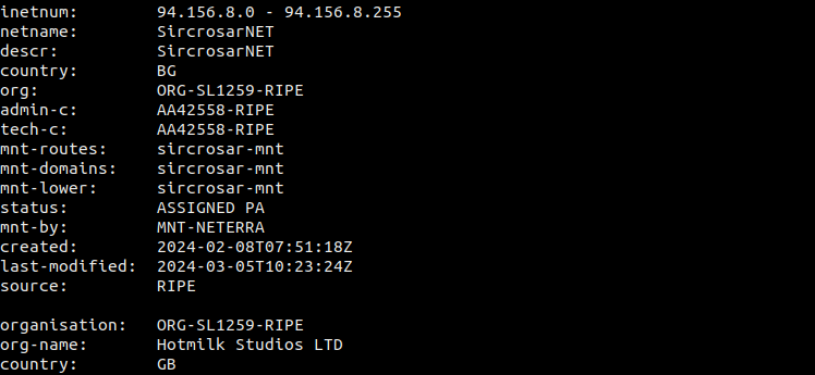 whois lookup sircrosarnet bulletproof host